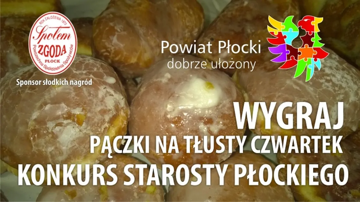 Na zdjęciu widoczne są apetyczne pączki, promujące konkurs starosty płockiego z okazji Tłustego Czwartku.