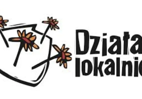 Logo konkursu Działaj Lokalnie w Powiecie Płockim, przedstawiające stylizowaną rękę ozdobioną kwiatami obok napisu Działaj Lokalnie.