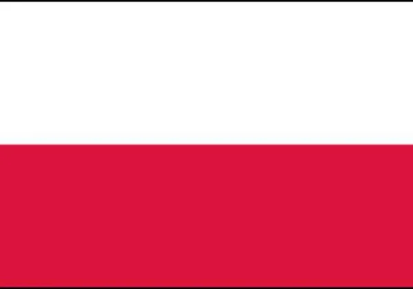 Prosta ilustracja polskiej flagi: dwa poziome pasy – biały na górze, czerwony na dole.
