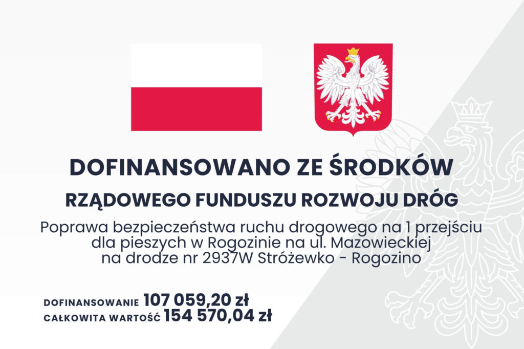 Informacja na temat dofinansowania poprawy bezpieczeństwa na przejściu na drodze nr 2937W