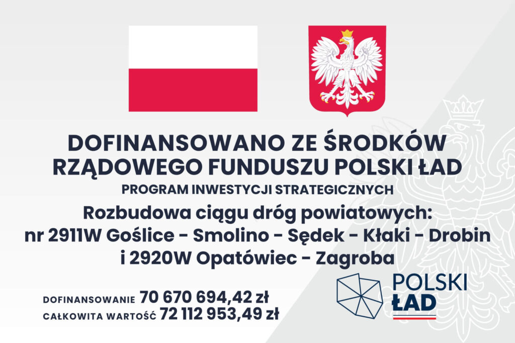 Informacja na temat dofinansowania rozbudowy ciągu dróg powiatowych nr 2911W i 2920W
