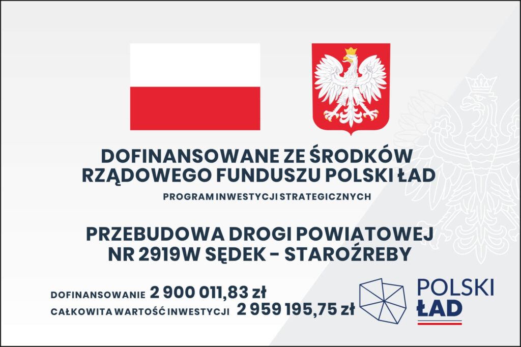 Informacja na temat dofinansowania przebudowy drogi powiatowej nr 2919W
