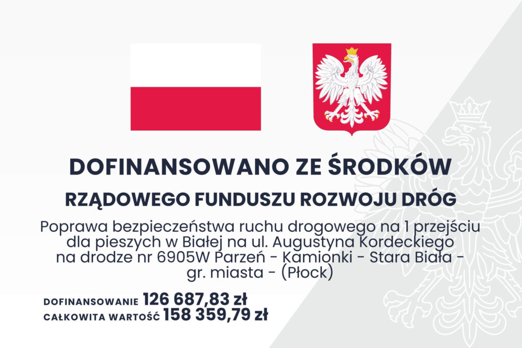 Informacja o dofinansowaniu poprawy bezpieczeństwa na przejściu dla pieszych na drodze nr 6905W