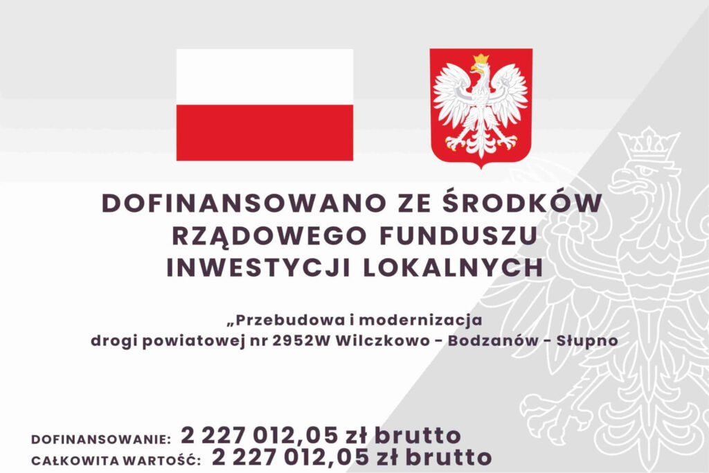 Informacja na temat dofinansowania przebudowy drogi powiatowej nr 2952W