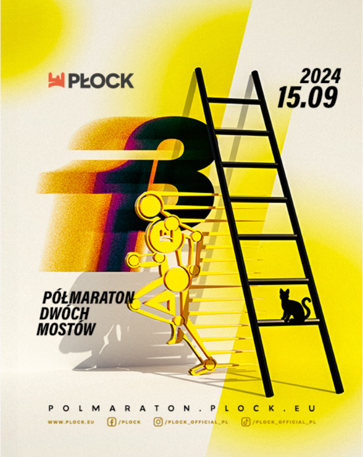 Plakat informujący o półmaratonie dwóch mostów