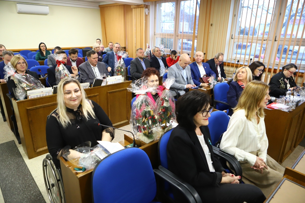 Radni i uczestnicy sesji rady powiatu w płocku