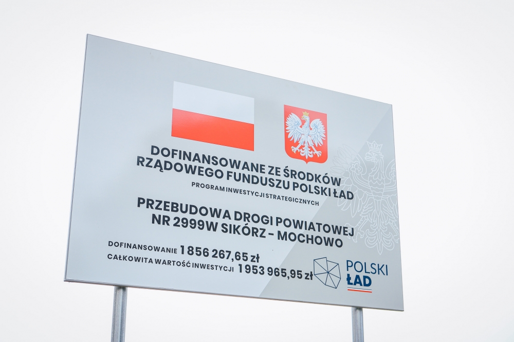 Tablica informujaca o dofinansowaniu z polskiego ładu