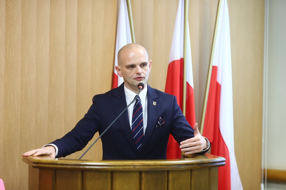 Starosta płocki przy mównicy