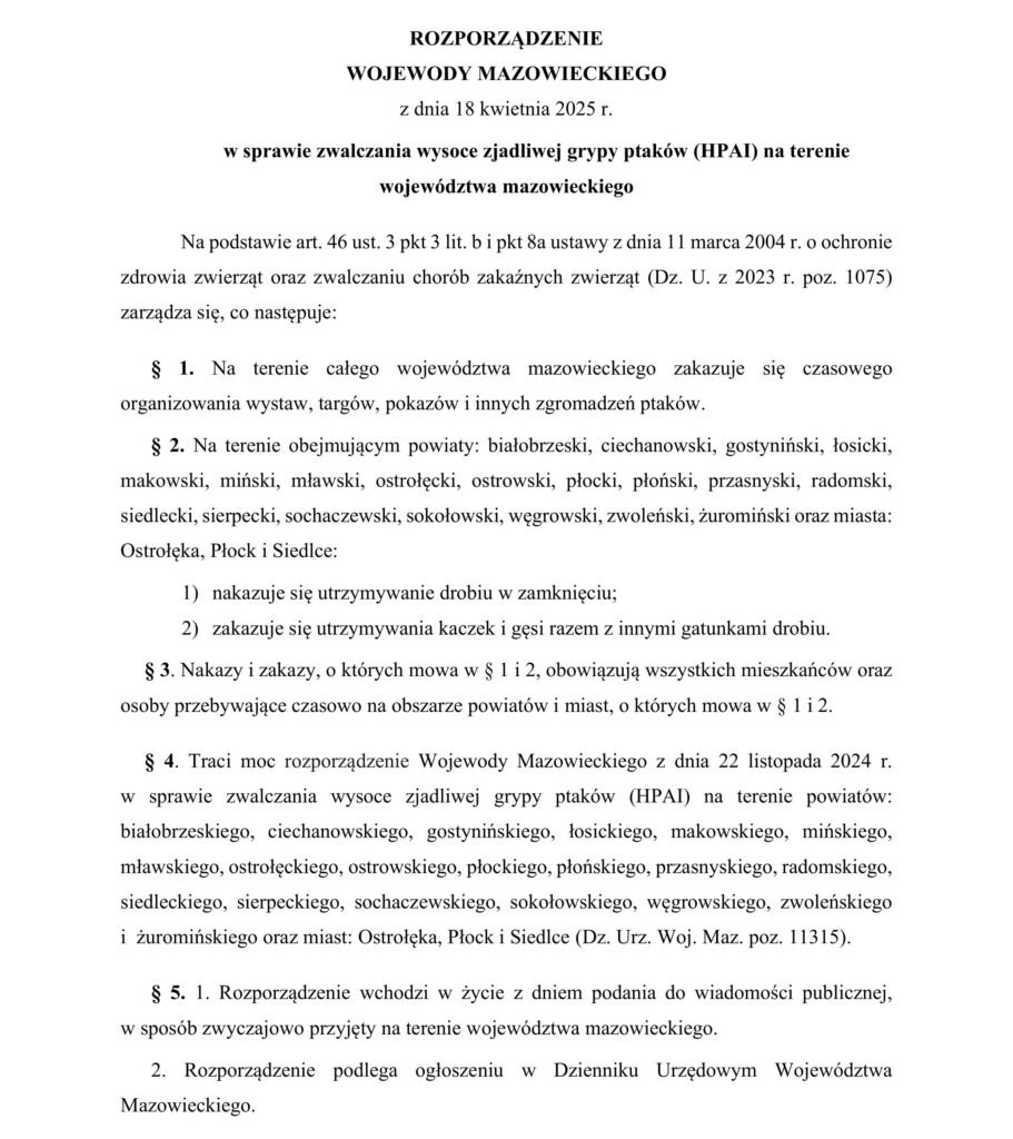 Treść rozporządzenia wojewody