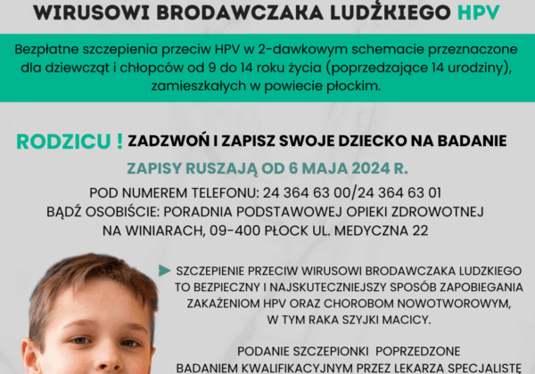 Plakat informujacy o szczepieniach