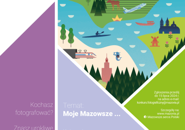 Plakat zapraszający do udziału w konkursie Mazowsze bliskie sercu