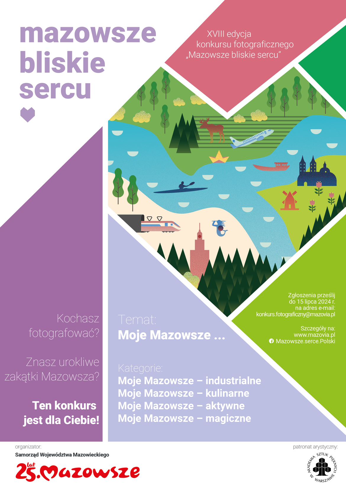 Plakat zapraszający do udziału w konkursie Mazowsze bliskie sercu