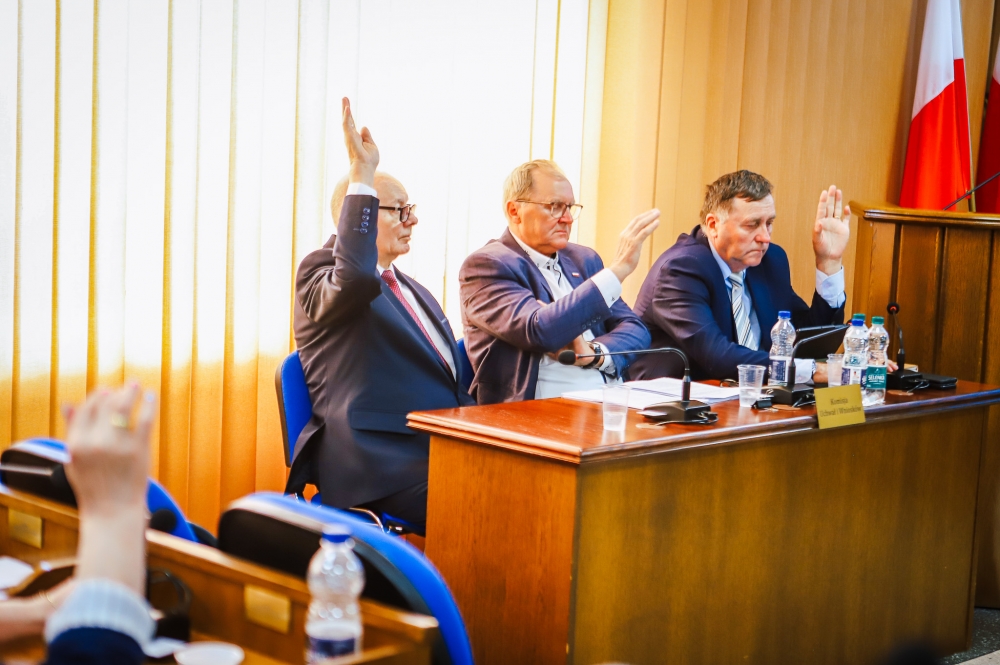 Rada Powiatu Płockiego w trakcie głosowania