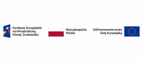 Logo Funduszy Europejski na Infrastrukturę, klimat i środowisko, flaga Polski i UE