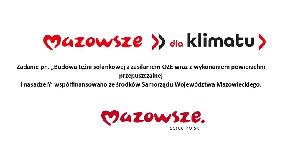 Grafika promująca projekt budowy tężni solankowej z wykorzystaniem odnawialnych źródeł energii, współfinansowanego przez Samorząd Województwa Mazowieckiego.