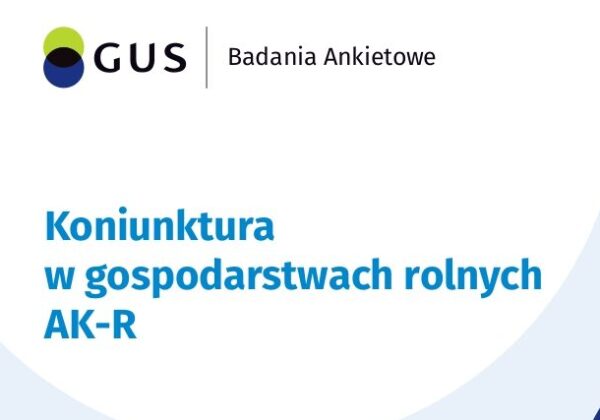 Plakat informacyjny dotyczący badania koniunktury w gospodarstwach rolnych AK-R, zachęcający do udziału w ankiecie i przedstawiający metody oraz zakres zbieranych informacji.