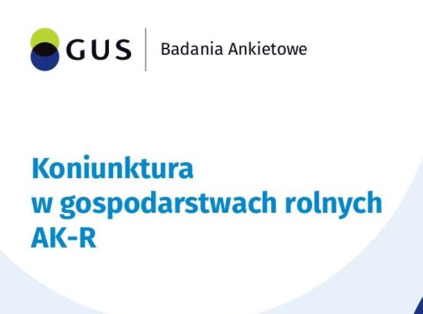 Plakat informacyjny dotyczący badania koniunktury w gospodarstwach rolnych AK-R, zachęcający do udziału w ankiecie i przedstawiający metody oraz zakres zbieranych informacji.