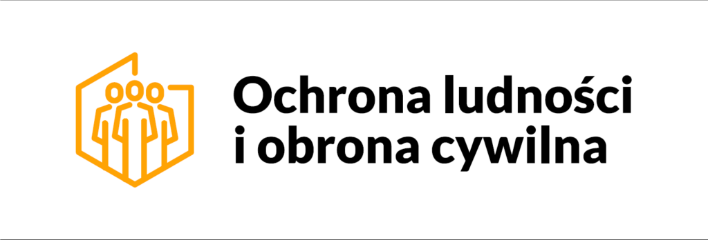 Logo programu "Ochrona ludności i obrona cywilna", które symbolizuje działania na rzecz bezpieczeństwa i obrony cywilnej w latach 2025-2026.